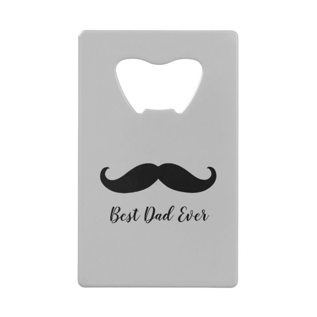 Black and Grey Silver Moustache    Credit Card Bottle Opener (Front)
