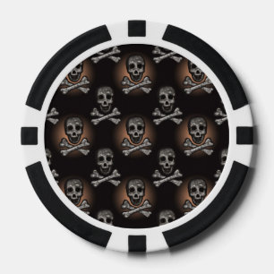 Black and Grey Skulls and Crossbones Poker Chips