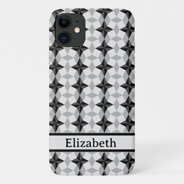Black and Grey Starbust and Rhombus Pattern Case-M Case-Mate iPhone Case (Back)