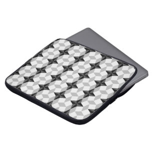 Black and Grey Starbust and Rhombus Pattern Laptop Sleeve