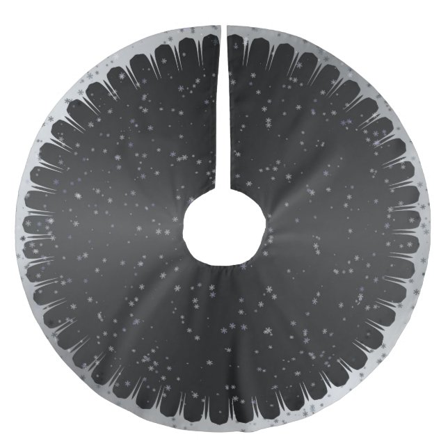 Black and Grey Starry Christmas Tree Skirt (Front)