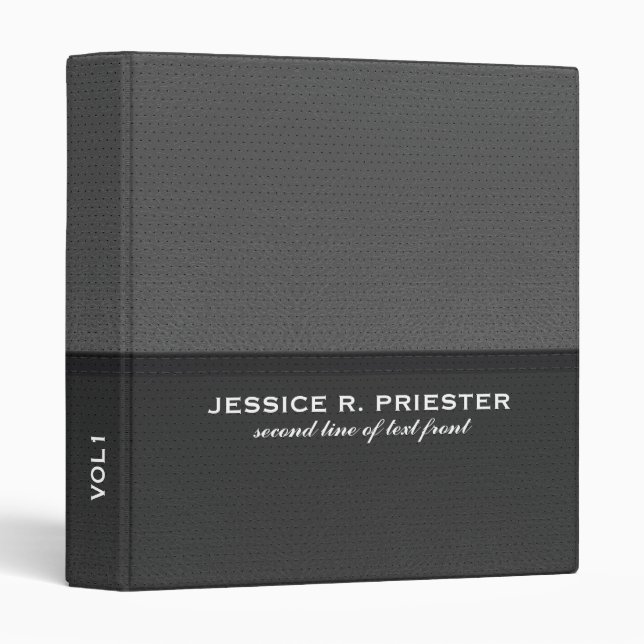 Black And Grey Stitched Faux Leather Look Binder (Front/Spine)
