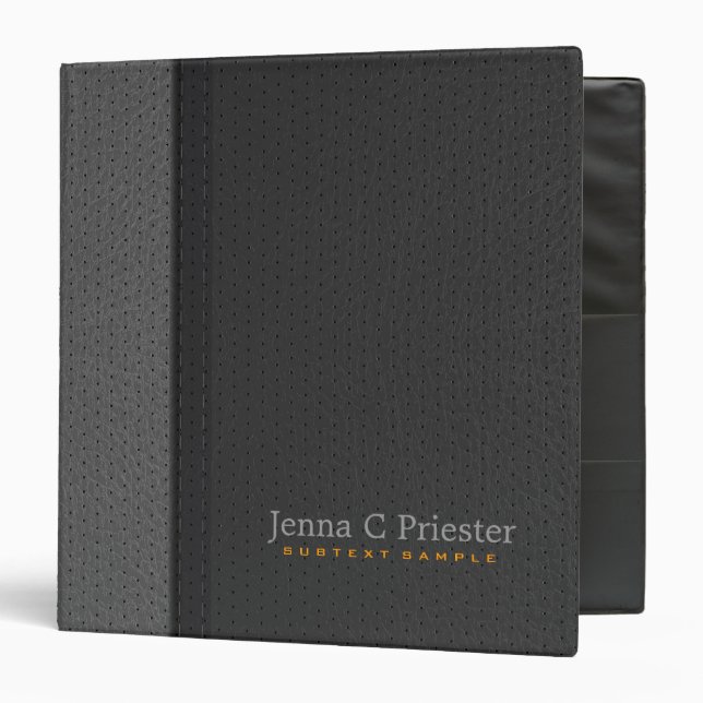 Black And Grey Stitched Leather Look Binder (Front/Inside)