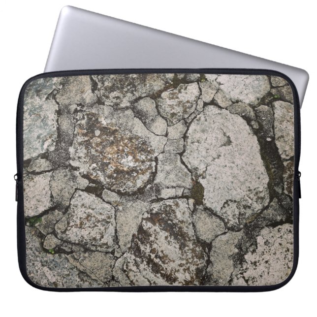 Black and grey stone fragment laptop sleeve (Front)