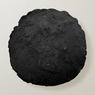 Black and grey stone fragment round pillow