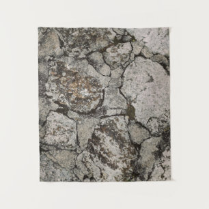 Black and grey stone fragment tapestry