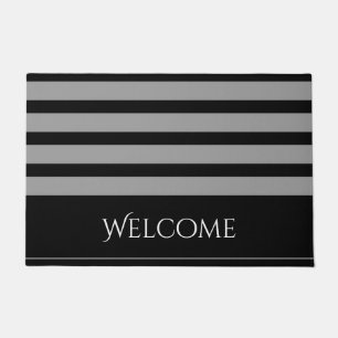 Black and Grey Stripe Welcome Doormat
