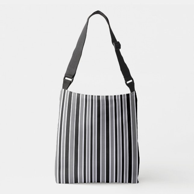 Black and Grey Striped Crossbody Bag (Front)