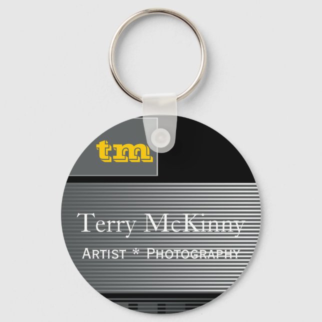 Black and Grey Stripes and Cubes Keychain (Front)