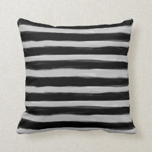 Black and Grey Stripes Throw Pillow