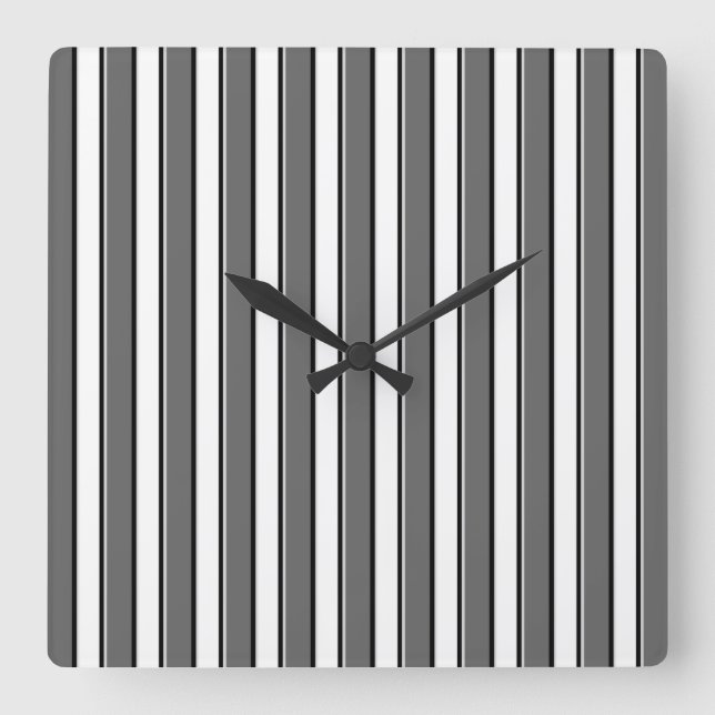 Black and Grey Stripes Wall Clock (Front)