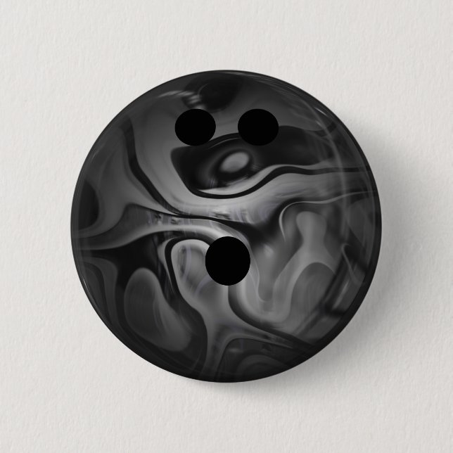 Black and Grey Swirl Bowling Ball 2 Inch Round Button (Front)