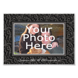 Black and Grey Swirl Elegant Photo Border w/Text Print