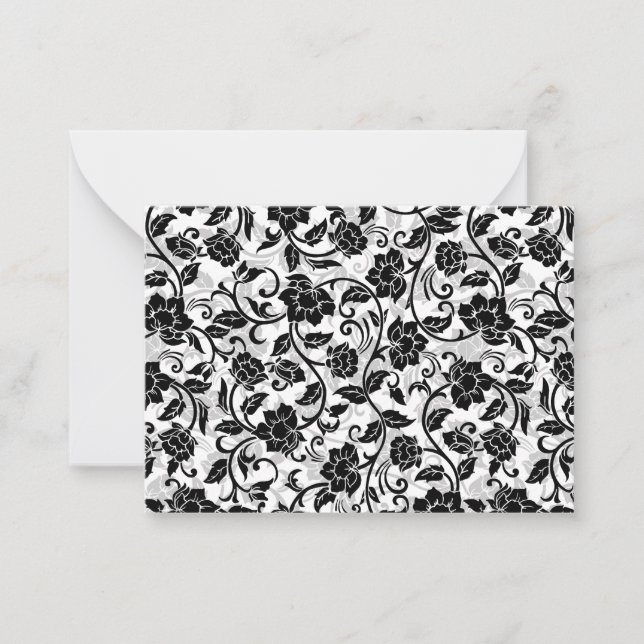 Black and Grey Swirling Flowers Card (Front)