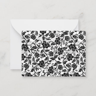 Black and Grey Swirling Flowers Card