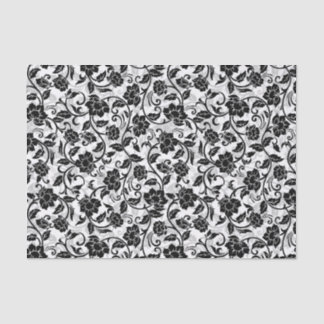 Black and Grey Swirling Flowers Tissue Paper