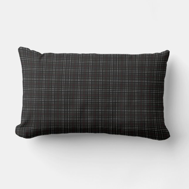 Black and Grey Tartan pattern Lumbar Pillow (Front)
