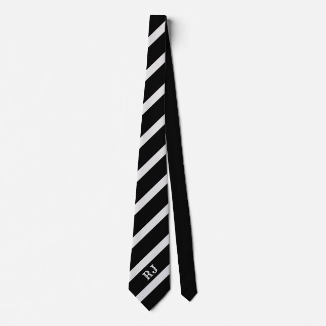Black and Grey Tie With Monogram (Front)