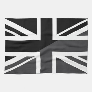 Black and grey Union Jack British(UK) Flag Kitchen Towel