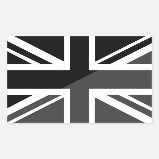 Black and grey Union Jack British(UK) Flag Sticker (Front)