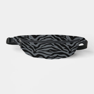Black and grey zebra print  fanny pack