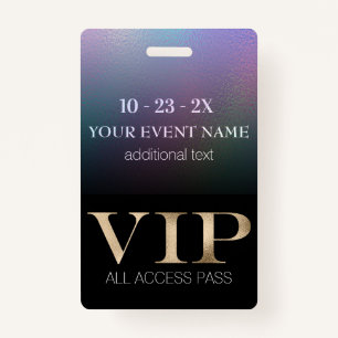 Black and Holographic Event VIP Pass Badge