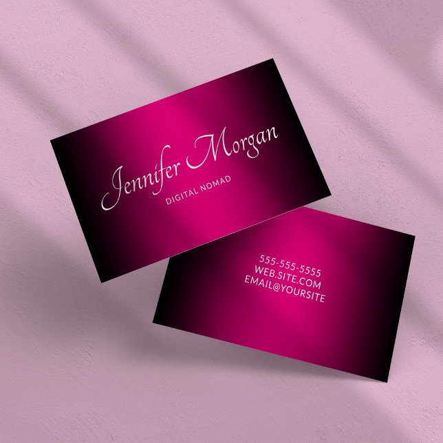 Black and Hot Pink Elegant Ombre Business Card (Black and Hot Pink Elegant Ombre Business Card)