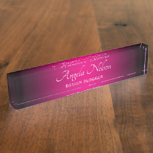 Black and Hot Pink Ombre Nameplate