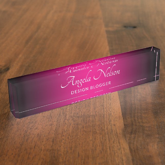 Black and Hot Pink Ombre Nameplate (Side)