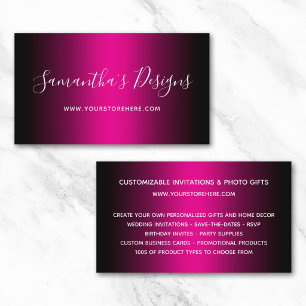 Black and Hot Pink Ombre Online Store Business Card