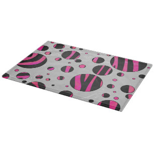 Black and Hot Pink Piloka Dot Zebra Cutting Board