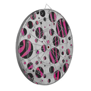 Black and Hot Pink Piloka Dot Zebra Dartboard