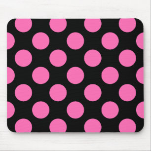 Black and Hot Pink Polka Dots Mouse Pad