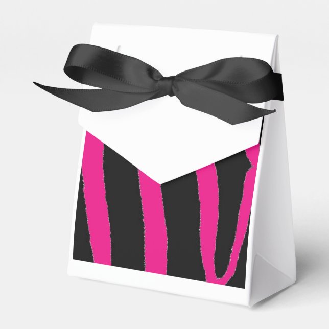 Black and Hot Pink Zebra Pattern Favor Box (Front Side)