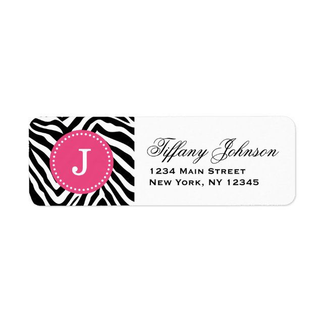 Black and Hot Pink Zebra Print Custom Monogram (Front)