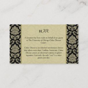Black and Ivory Damask Reception Table Card