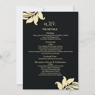 Black and Ivory Damask Wedding Enclosure Card Cust
