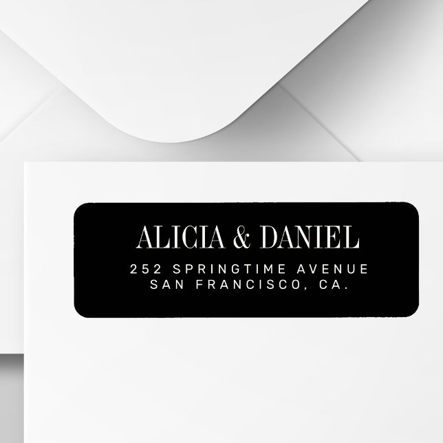 Black and ivory elegant wedding return address (Creator Uploaded)