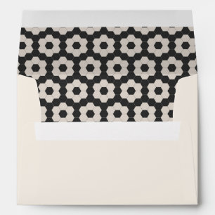 Black and Ivory Geometric Wedding Return Address Envelope