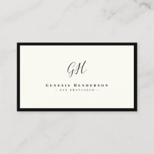 Black and Ivory Luxury Monogram Chic Minimalist Business Card