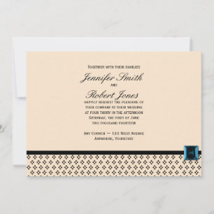 Black and Ivory Modern Damask Wedding Invitation