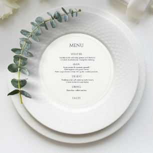 Black and Ivory Monogrammed Round Wedding Menu