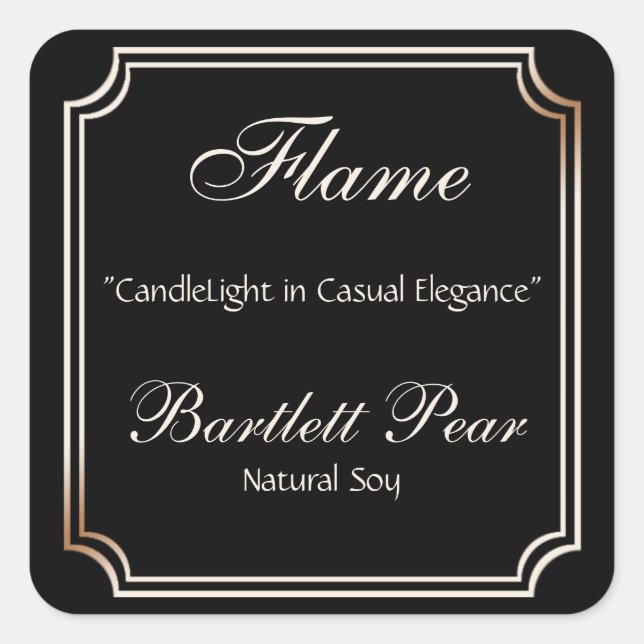 Black and Ivory Scallop Frame Candle Label (Front)
