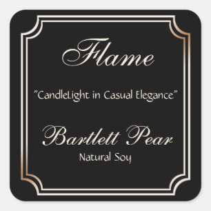 Black and Ivory Scallop Frame Candle Label