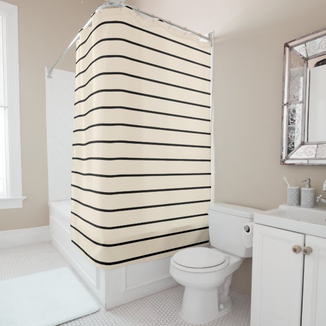 Black and Ivory Stripes Geometric Pattern (In Situ)