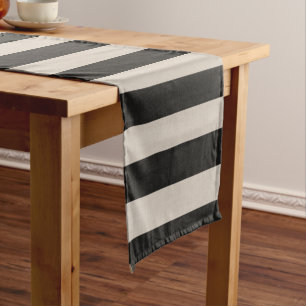 Black and Ivory Stripes   Modern Farmhouse Short Table Runner