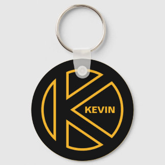 Black and Kansas City Chiefs Gold initial letter K Keychain