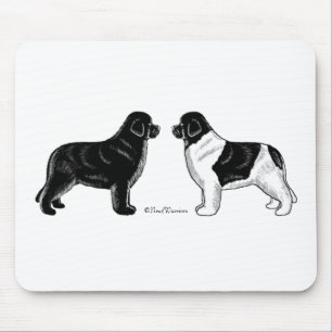 Black and Landseer Newfoundland Dog Mouse Pad