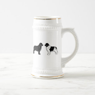 Black and Landseer Newfoundland Dogs Beer Stein