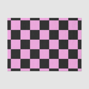 Black and Lavender Rose Chequered Pattern Tissue Paper